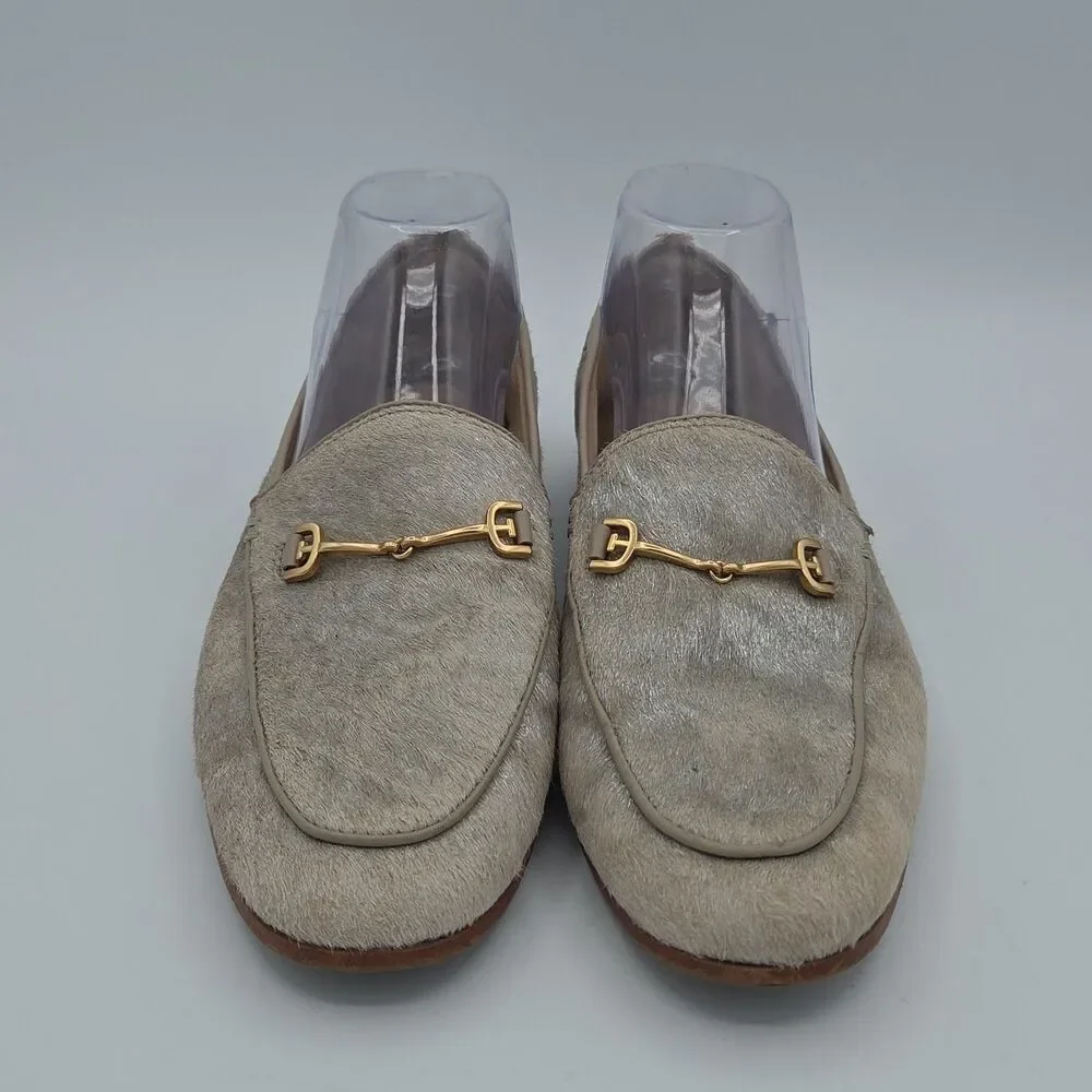 Sam Edelman Loraine Loafers Size 8.5 M Mink Beige Calf Hair Gold Bit Slip On